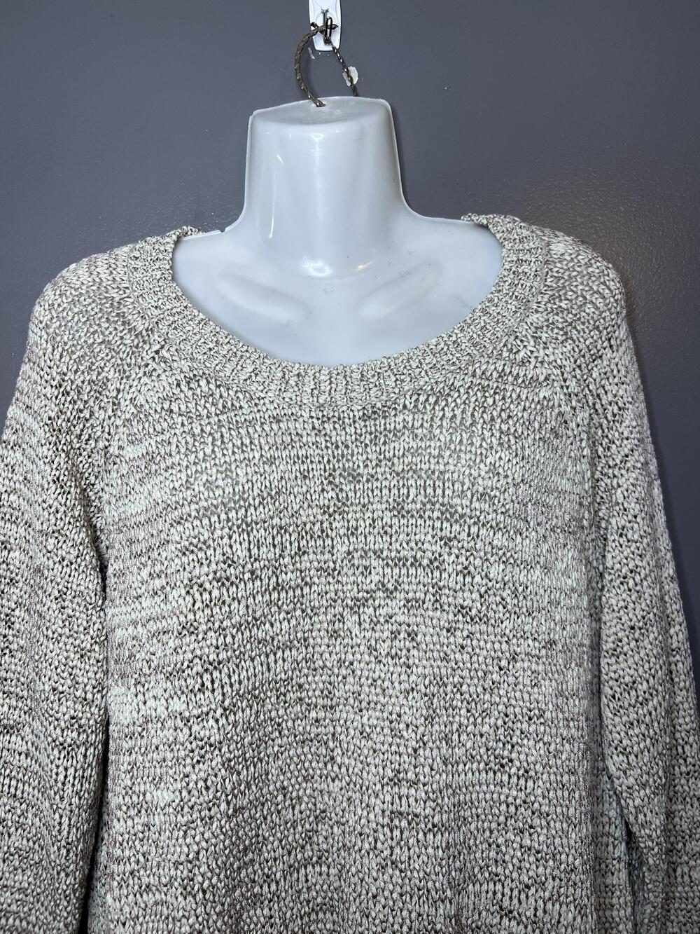 Sonoma Life + Style Sweater Womens XL Beige Marled Knit Scoop Neck Pockets